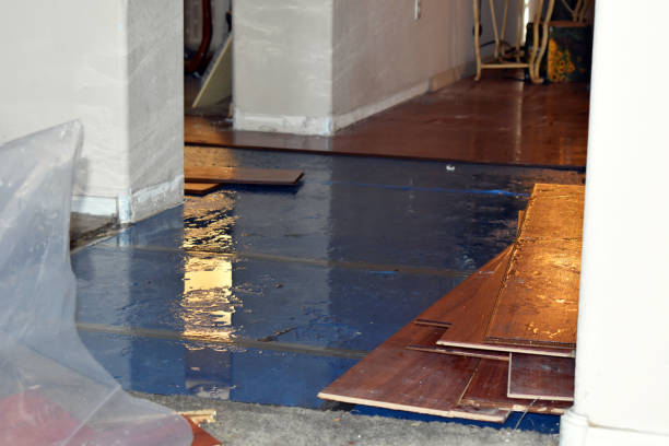 Professional Flood Damage Restoration technician working in Sterling, KS